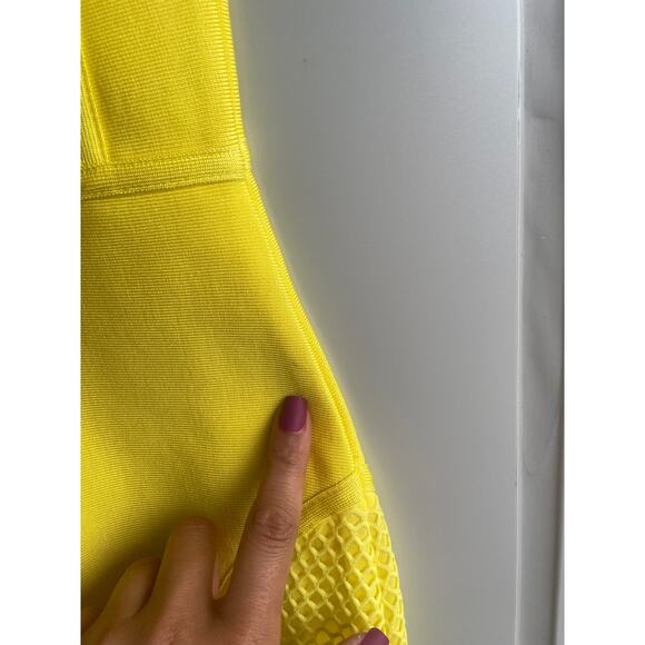 bright yellow mesh bodycon stretch halter cocktail dress unbranded - Picture 9 of 10